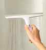 White & Grey Bathroom Glass Cleaner with Suction Storage Hook & Hanging Accessory Hook