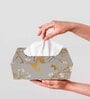 Grey Bird Resin Printed Wooden Tissue Paper Holder Box for Dining Room