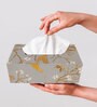 Grey Bird Floral Printed Resin Tissue Box