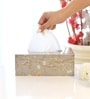 Grey Bird Floral Printed Resin Tissue Box
