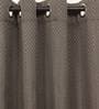Grey Geometric Cotton 9 Ft Light Filtering Eyelet Door Curtain