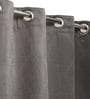 Grey Faux Silk Blackout 5 Feet Eyelet Curtain (Set of 2)