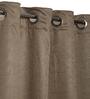 Grey Faux Silk Blackout 5 Feet Eyelet Curtain (Set of 2)