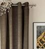 Grey Faux Silk Blackout 5 Feet Eyelet Curtain (Set of 2)