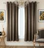 Grey Faux Silk Blackout 5 Feet Eyelet Curtain (Set of 2)