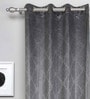 Grey Traditional Faux Silk 8 Ft Blackout Eyelet Door Curtains (Set of 2)