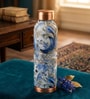 Grey Blue Marble Print Copper Bottle