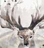 Deer Dreaming Grey Canvas Teakwood And MDF Framed Wildlife Art Print