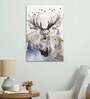 Deer Dreaming Grey Canvas Teakwood And MDF Framed Wildlife Art Print