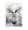 Deer Dreaming Grey Canvas Teakwood And MDF Framed Wildlife Art Print