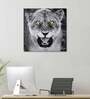 Black Jaguar Grey Canvas Teakwood And MDF Framed Wildlife Art Print