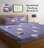 Grey Cartoon 300 TC Cotton Blend Double Bedsheet With 2 Pillow Covers