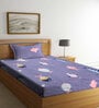 Grey Cartoon Printed 300 TC Cotton Blend Single Bedsheet with 1 Pillow Cover