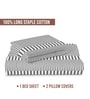 Grey Cascade Stripe Printed 400 TC Cotton Super King Sized Bedsheet with 2 Pillow Covers