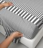 Grey Cascade Stripe Printed 400 TC Cotton Super King Sized Bedsheet with 2 Pillow Covers