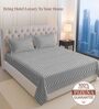 Grey Cascade Stripe Printed 400 TC Cotton Super King Sized Bedsheet with 2 Pillow Covers