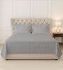Grey Cascade Stripe Printed 400 TC Cotton Super King Sized Bedsheet with 2 Pillow Covers