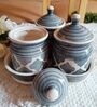 Grey Ceramic  300 ml 3 Pcs Condiments Jars with Tray