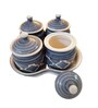 Grey Ceramic  300 ml 4 Pcs Condiments Jars with Tray