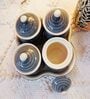 Grey Ceramic  300 ml 4 Pcs Condiments Jars with Tray