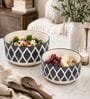 Grey Ceramic Serving Bowl Set of 2 (600 ML)