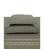 Grey Embroidered 210 TC Cotton King Sized Bedsheet with 2 Pillow Covers