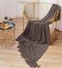 Grey Chenille Plain Solid Pattern 60 X 50 Inch Throw