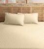 Cream 210TC Cotton stripe 1 Super King Bedsheet with 2 Pillow Covers