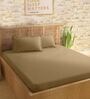 Brown 210TC Cotton stripe 1 Super King Bedsheet with 2 Pillow Covers