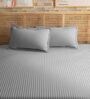 Grey 210TC Cotton stripe 1 Super King Bedsheet with 2 Pillow Covers