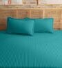 Blue 210TC Cotton stripe 1 Super King Bedsheet with 2 Pillow Covers
