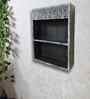 Grey Colour Solid Wood Handcarved Box Style Floating Wall Shelf With Compartment