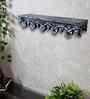 Grey Colour Solid Wood Handcarved Floating Wall Shelf