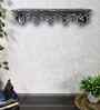 Grey Colour Solid Wood Handcarved Floating Wall Shelf
