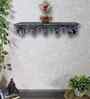Grey Colour Solid Wood Handcarved Floating Wall Shelf