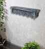 Grey Colour Solid Wood Handcarved Floating Wall Shelf