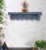 Grey Colour Solid Wood Handcarved Floating Wall Shelf