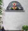 Grey Colour Solid Wood Handcarved Floating Wall Shelf In Rainbow Design