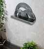 Grey Colour Solid Wood Handcarved Floating Wall Shelf In Rainbow Design