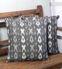 Grey & White Abstract Cotton 16 x 16 Inch Cushion Cover