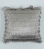 Grey Textured Striped Cotton 16 x 16 Inches Cushion Covers (Set of 2)