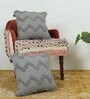 Grey Woven Zig Zag Cotton 16 x 16 Inches Cushion Covers (Set of 2)