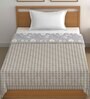 Grey Cotton Floral 500 GSM Single Bed Comforter