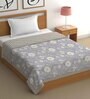 Grey Cotton Floral 500 GSM Single Bed Comforter