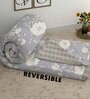 Grey Cotton Floral 500 GSM Single Bed Comforter