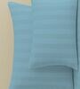 Blue Cotton 300TC 2CM Striped Super King Bedsheet with 2 Pillow Covers