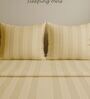 Cream Cotton 300TC 2CM Striped Super King Bedsheet with 2 Pillow Covers