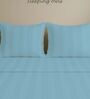 Blue Cotton 300TC 2CM Striped Super King Bedsheet with 2 Pillow Covers