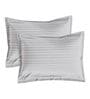 Grey Cotton 210TC Striped Set of 2 Pillow Covers