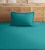 Green Cotton 210TC Striped Single Bedsheet with 1 Pillow Cover